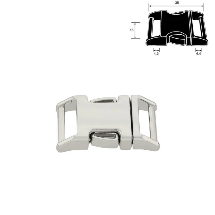 Klamra metalowa - 15 mm - Srebrna zaokrąglona
