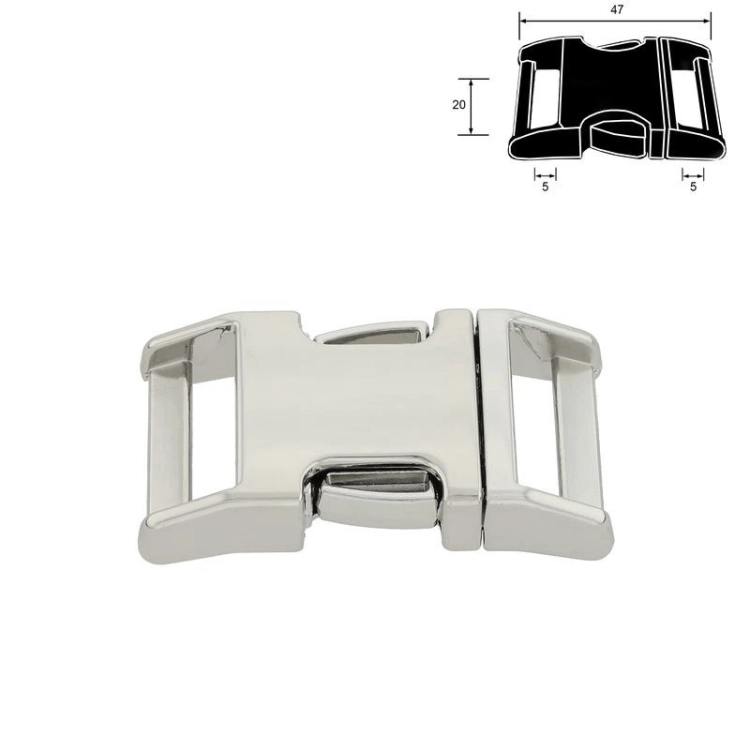 Klamra metalowa - 20 mm - Srebrna zaokrąglona