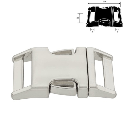 Klamra metalowa - 25 mm - Srebrna zaokrąglona