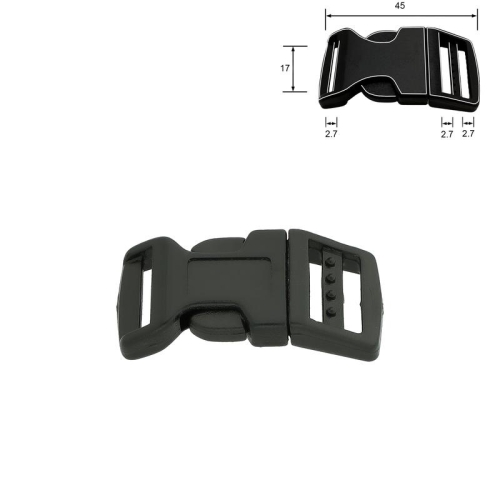 Klamra plastikowa - 15 mm - Zaokrąglona - Wymiary