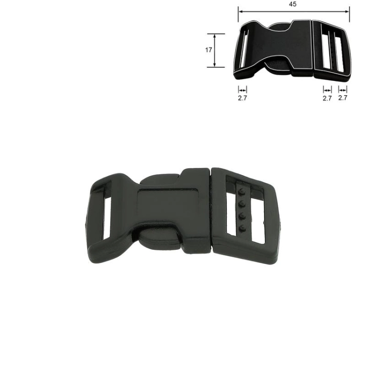 Klamra plastikowa - 15 mm - Zaokrąglona - Wymiary
