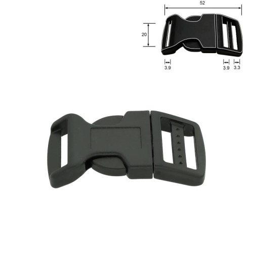 Klamra plastikowa - 20 mm - Zaokrąglona - Wymiary