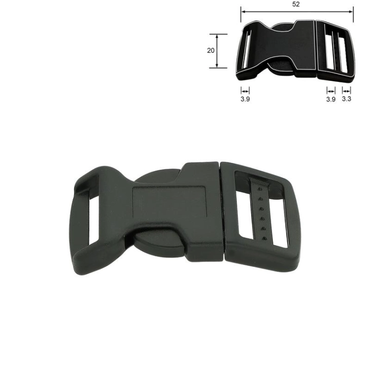 Klamra plastikowa - 20 mm - Zaokrąglona - Wymiary