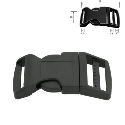 Klamra plastikowa - 25 mm - Zaokrąglona - Wymiary