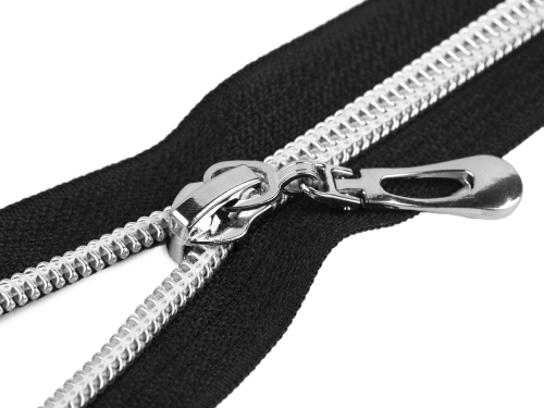 Zamki spiralne '7' - Srebrna żyłka - Czarny 1