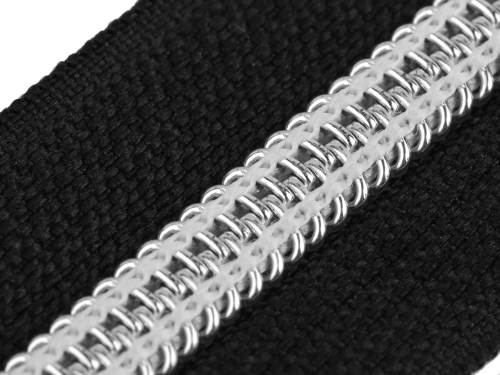 Zamki spiralne '7' - Srebrna żyłka - Czarny