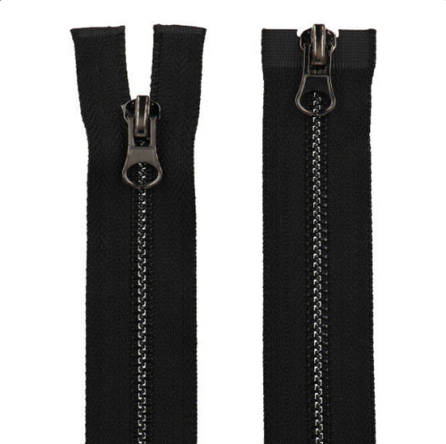 Zamek metalowy - Ciemny nikiel - Dwusuwakowy