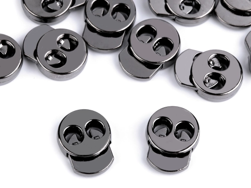 Stoper metalowy - Zacisk do sznurka podwójny - Ciemny nikiel