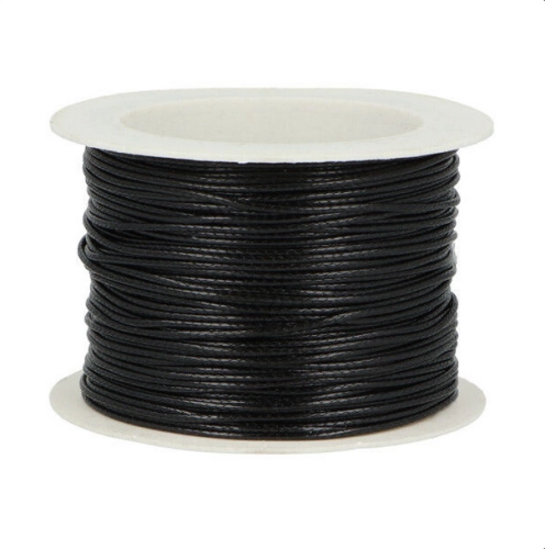 Sznurek woskowany - 1 mm - Czarny