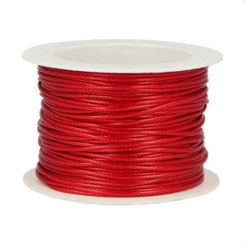 Sznurek woskowany - 1 mm - Czerwony