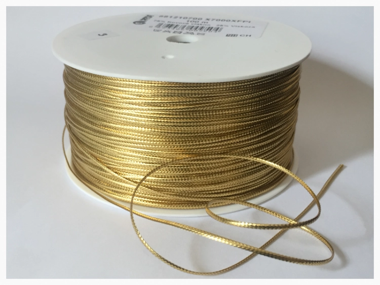 Sznurek pleciony metalizowany - 1 mm - Złoty