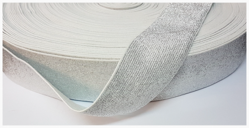 Guma ozdobna srebrno-biała