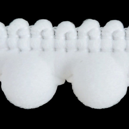 Taśma z pomponikami 12 mm biała