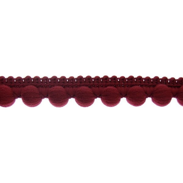 Taśma z pomponikami 12 mm bordowa