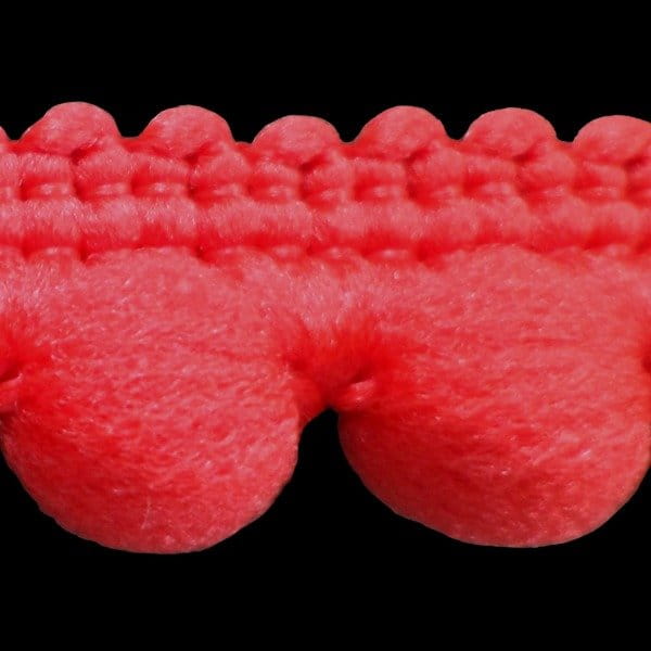 Taśma z pomponikami 12 mm czerwona