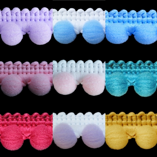 Taśma z pomponikami 12 mm kolory