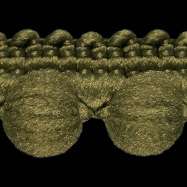 Taśma z pomponikami 12 mm oliwkowa