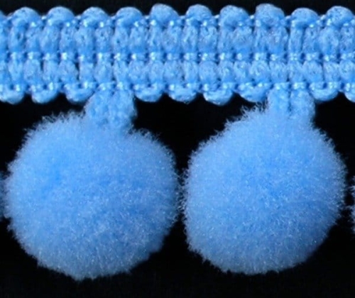 Taśma z pomponikami 18 mm błękitna