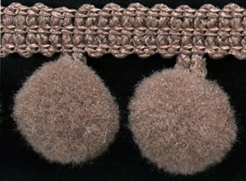 Taśma z pomponikami 18 mm ciemnobeżowa