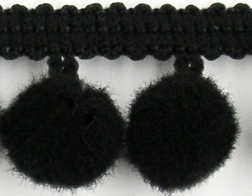 Taśma z pomponikami 18 mm czarna