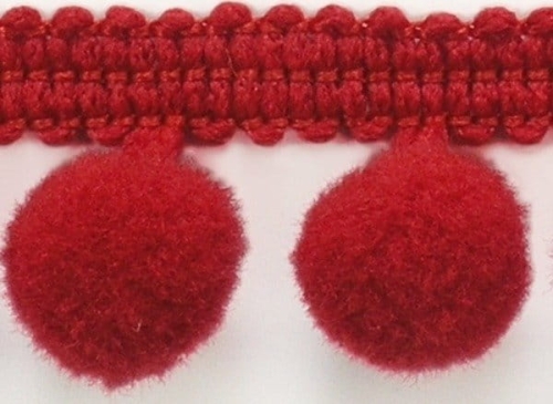 Taśma z pomponikami 18 mm czerwony