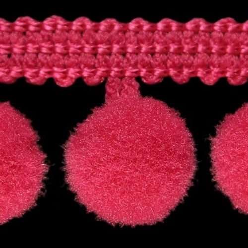 Taśma z pomponikami 18 mm malina