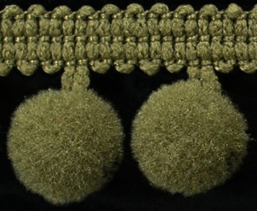 Taśma z pomponikami 18 mm oliwkowa