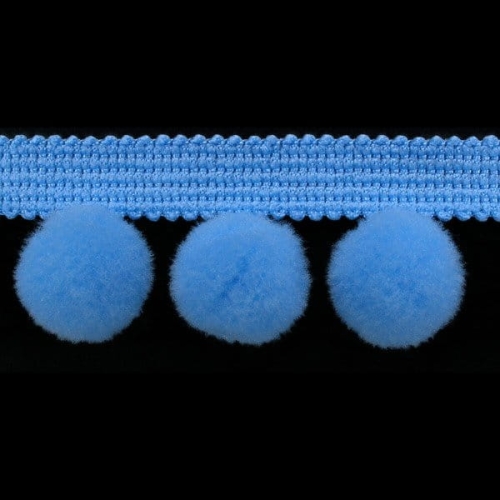 Taśma z pomponikami 35 mm jasnoniebieska
