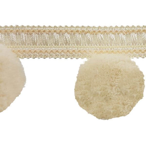 Taśma z pomponikami 50 mm śmietana