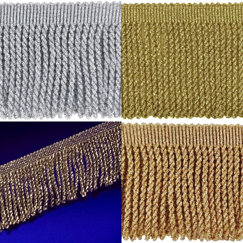 Frędzle metalizowane na taśmie - 70 mm