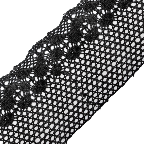 Koronka bawełniana - 13 cm - Czarna