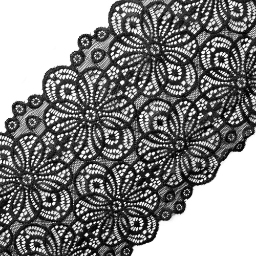 Koronka ELASTYCZNA - 18 cm - Czarna