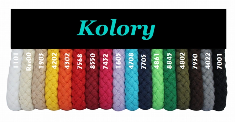 Sznurek bawełniany pleciony - 9,3 mm - kolory