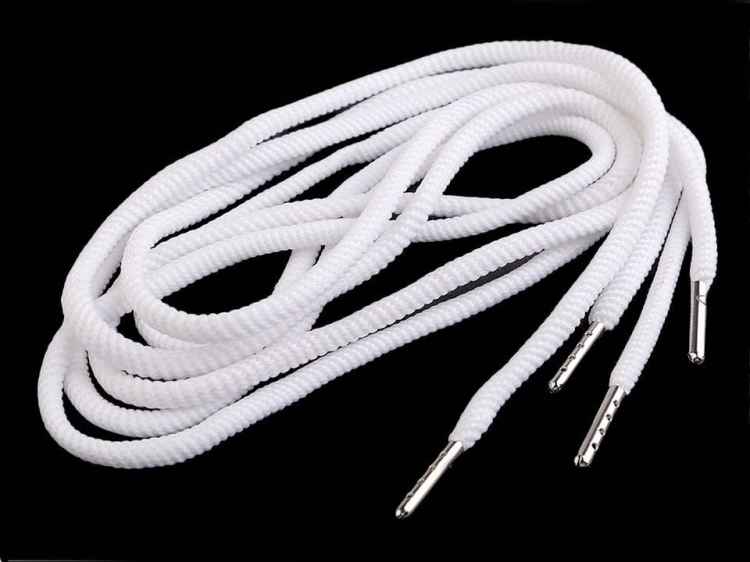 Sznurek z końcówkami (Ø 5 mm) - 130 cm - Biały