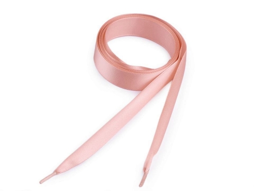 Sznurówki satynowe - 110 cm - Pudrowo-łososiowy