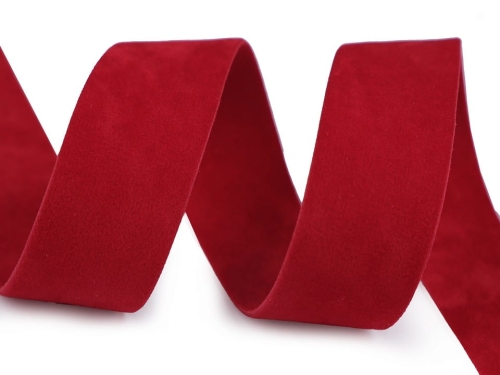 Taśma zamszowa - 25 mm - Czerwona