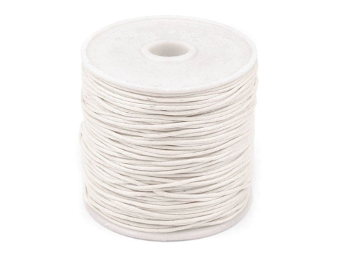 Sznurek bawełniany woskowany - 1 mm - Biały