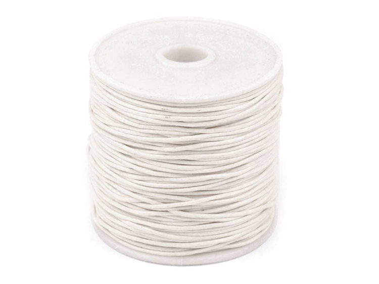 Sznurek bawełniany woskowany - 1 mm - Biały