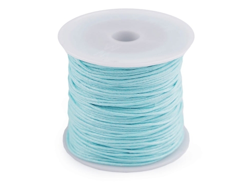 Sznurek bawełniany woskowany - 1 mm - Błękitny