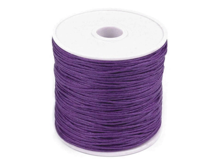 Sznurek bawełniany woskowany - 1 mm - Fioletowy