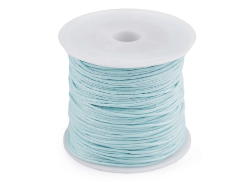 Sznurek bawełniany woskowany - 1 mm - Jasny turkusowy