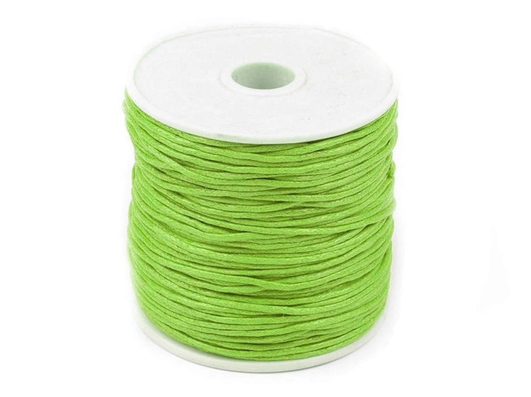 Sznurek bawełniany woskowany - 1 mm - Jasny zielony
