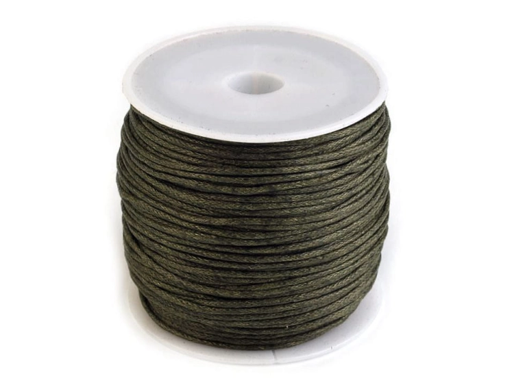 Sznurek bawełniany woskowany - 1 mm - Khaki