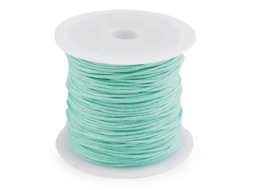 Sznurek bawełniany woskowany - 1 mm - Miętowy
