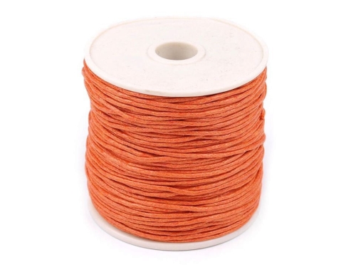 Sznurek bawełniany woskowany - 1 mm - Pomarańczowy