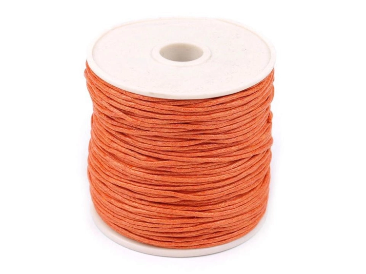 Sznurek bawełniany woskowany - 1 mm - Pomarańczowy