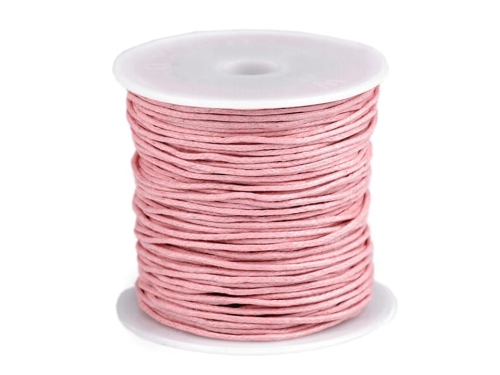 Sznurek bawełniany woskowany - 1 mm - Różowy