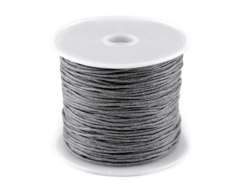 Sznurek bawełniany woskowany - 1 mm - Szary