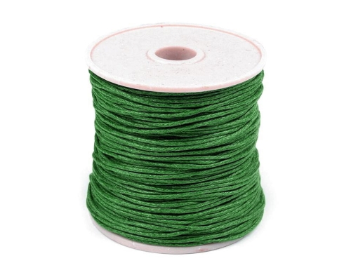 Sznurek bawełniany woskowany - 1 mm - Zielony