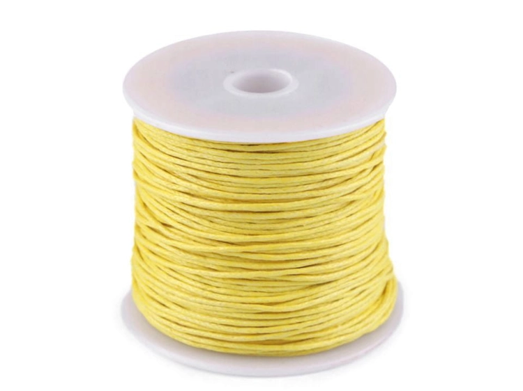 Sznurek bawełniany woskowany - 1 mm - Żółty